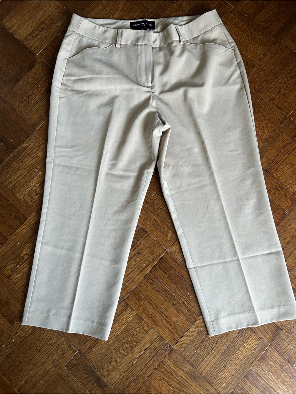 Sharagano Beige Dress Pants with Red Trim